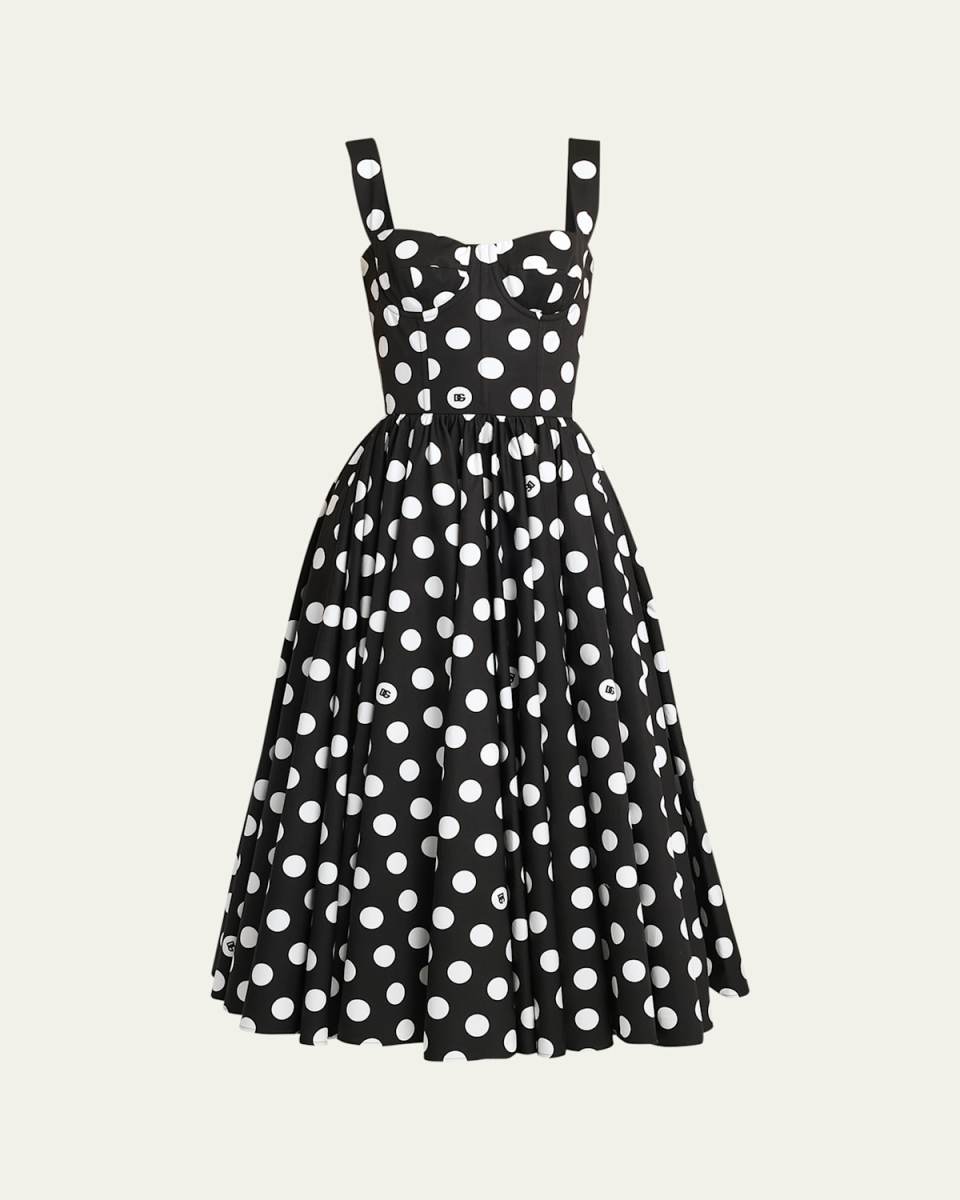 Polka-Dot Sweetheart Midi Dress