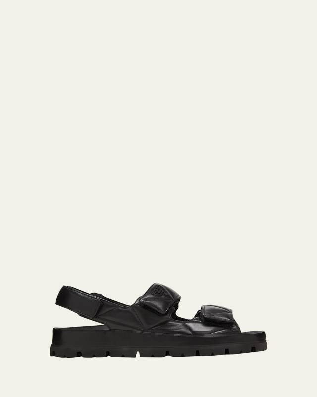 Quilted Leather Slingback Sporty Sandals