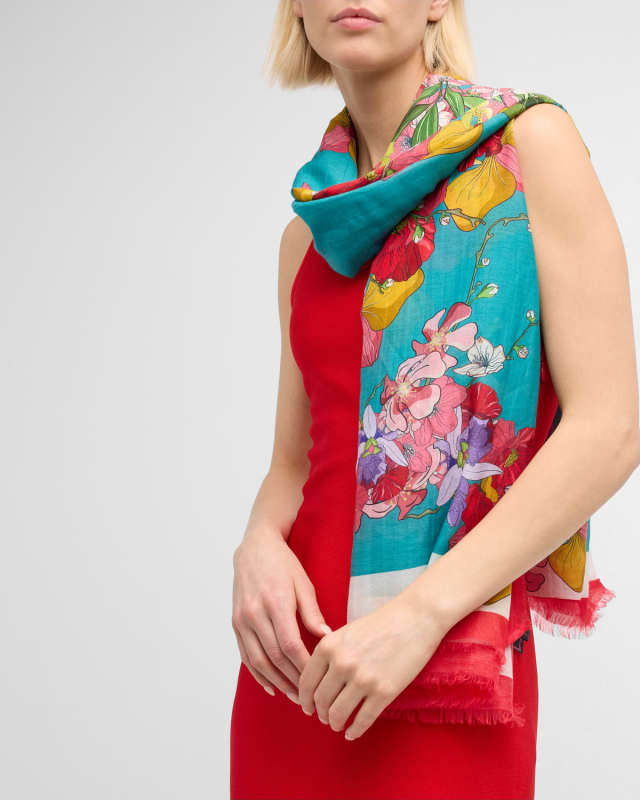 Printed Cotton-Silk Scarf