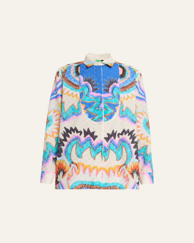 Andrea Collared Abstract Button Up Blouse