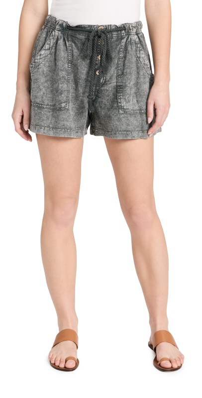 Free People Westmoreland Linen Pull On Shorts Dried Basil
