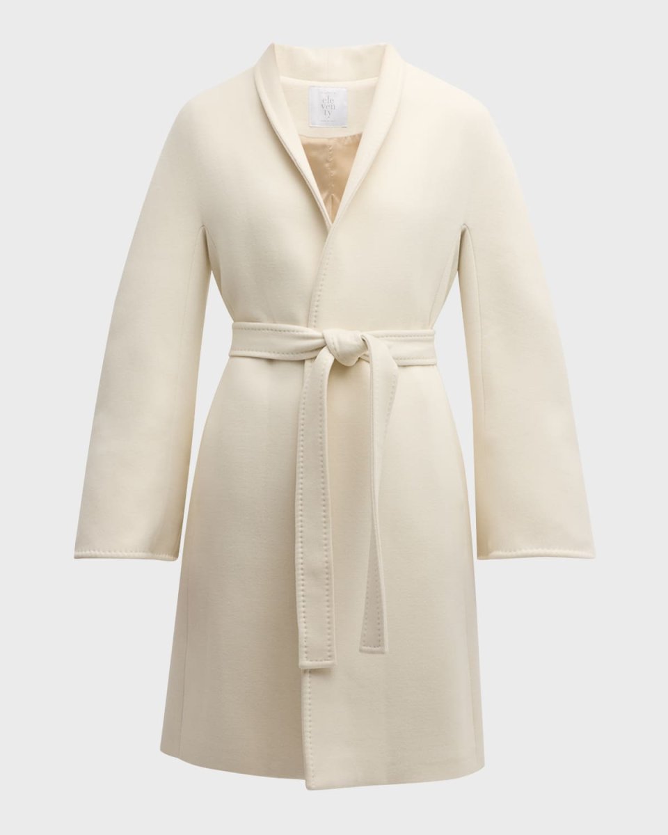 Belted Pick Stitch Wool Coat
