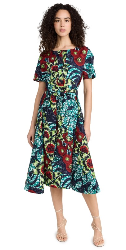 the Oula Company Tie Waist Shirt Dress Red/Mint/Navy/Cherry
