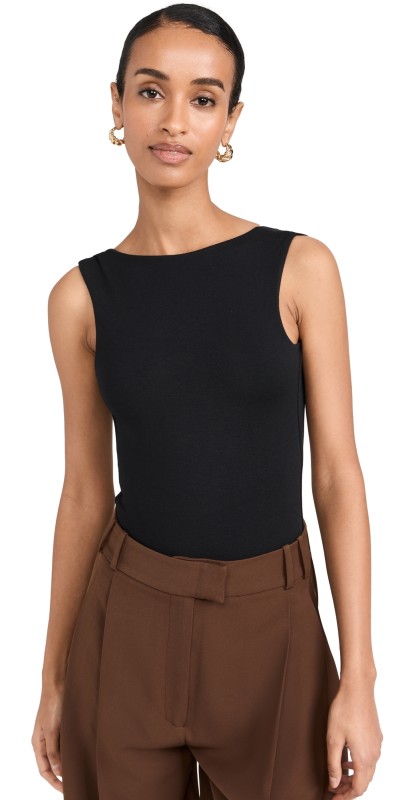 RE ONA Deep V Back Thong Bodysuit Black