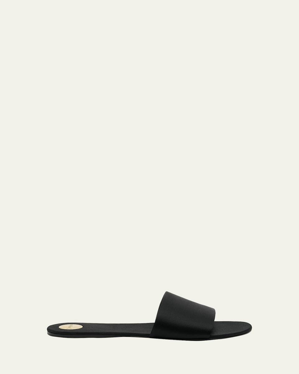 Carlyle Satin Flat Slide Sandals