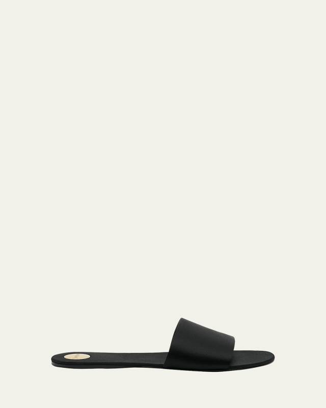 Carlyle Satin Flat Slide Sandals