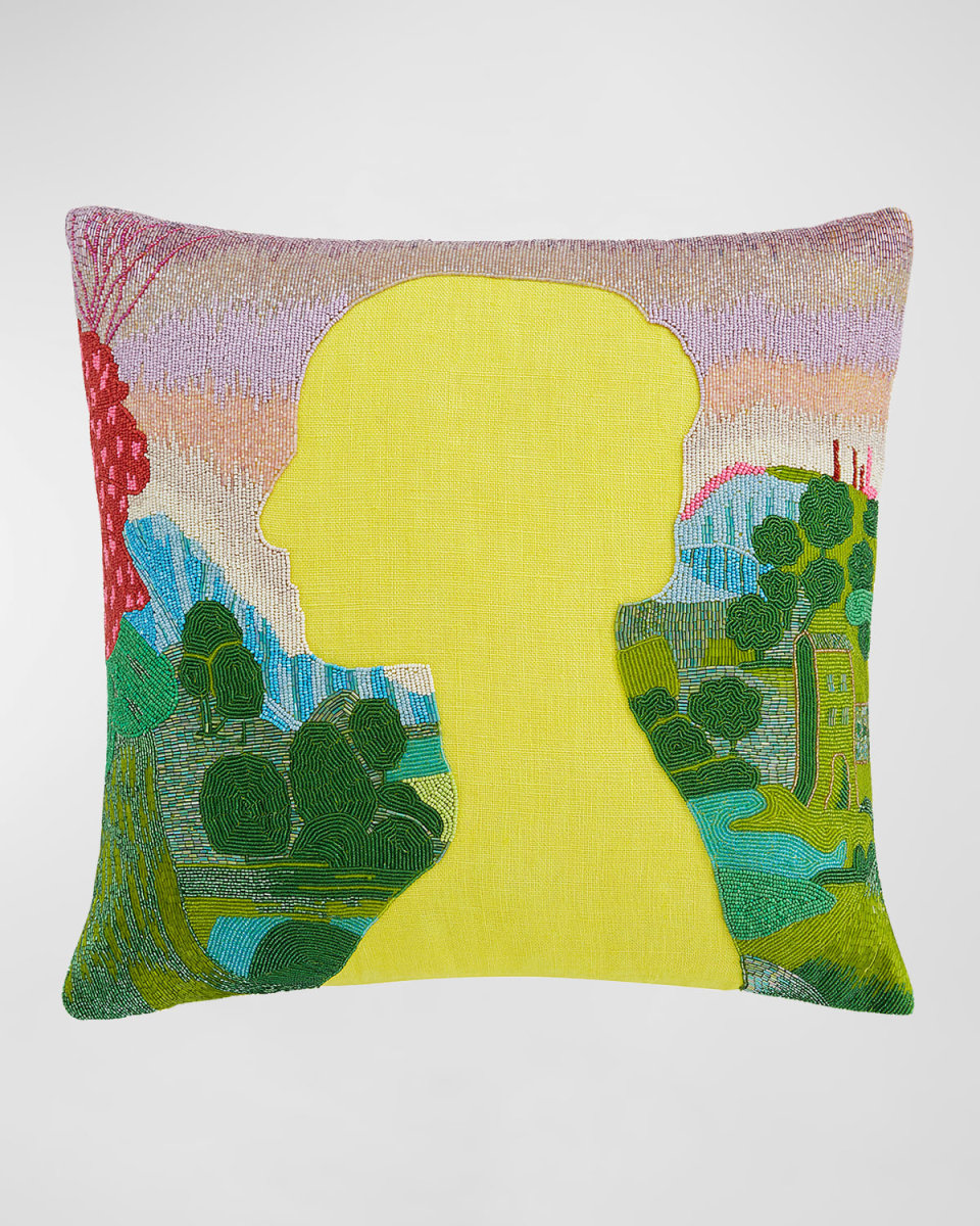Renaissance Landscape Beaded Pillow,
