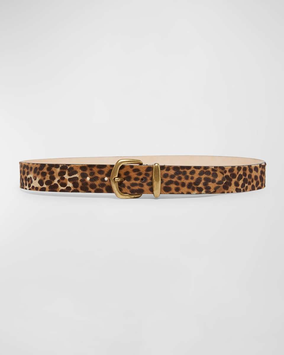Dela Cheetah-Print Dyed Calf Belt