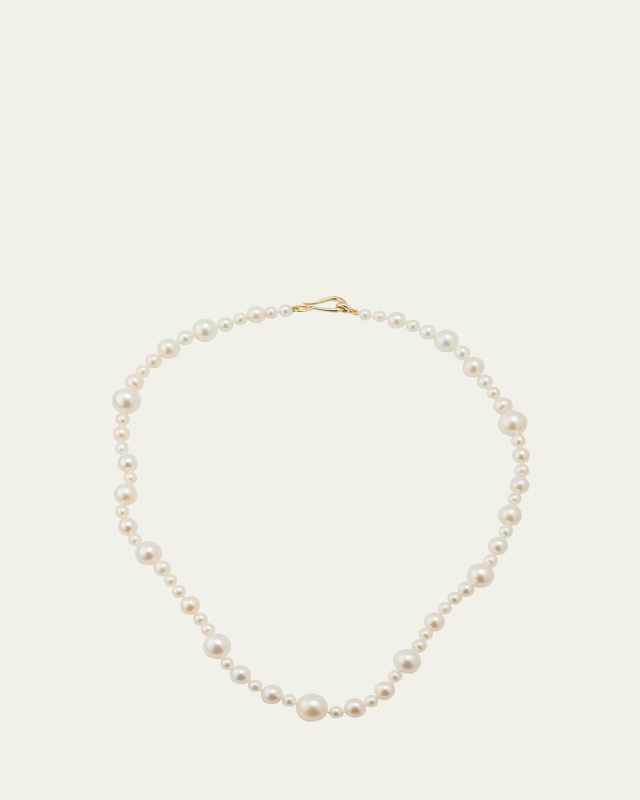14K Yellow Gold Multi-Size Freshwater Pearl Strand Necklace