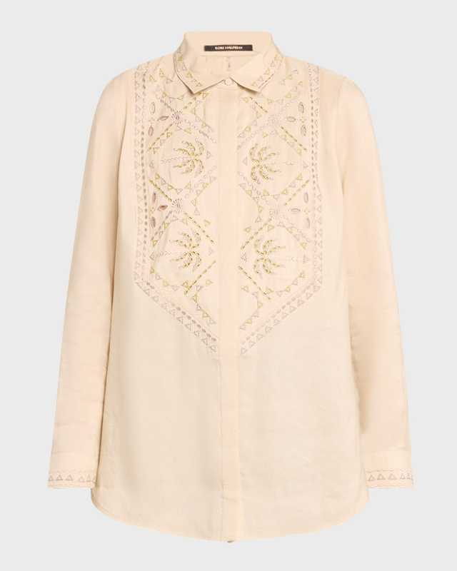 Genevieve Embroidered Button-Down Blous