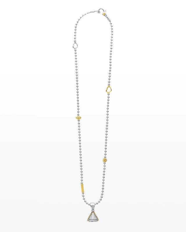 KSL Lux Diamond Silver & 18k Gold Pyramid Pendant Necklace