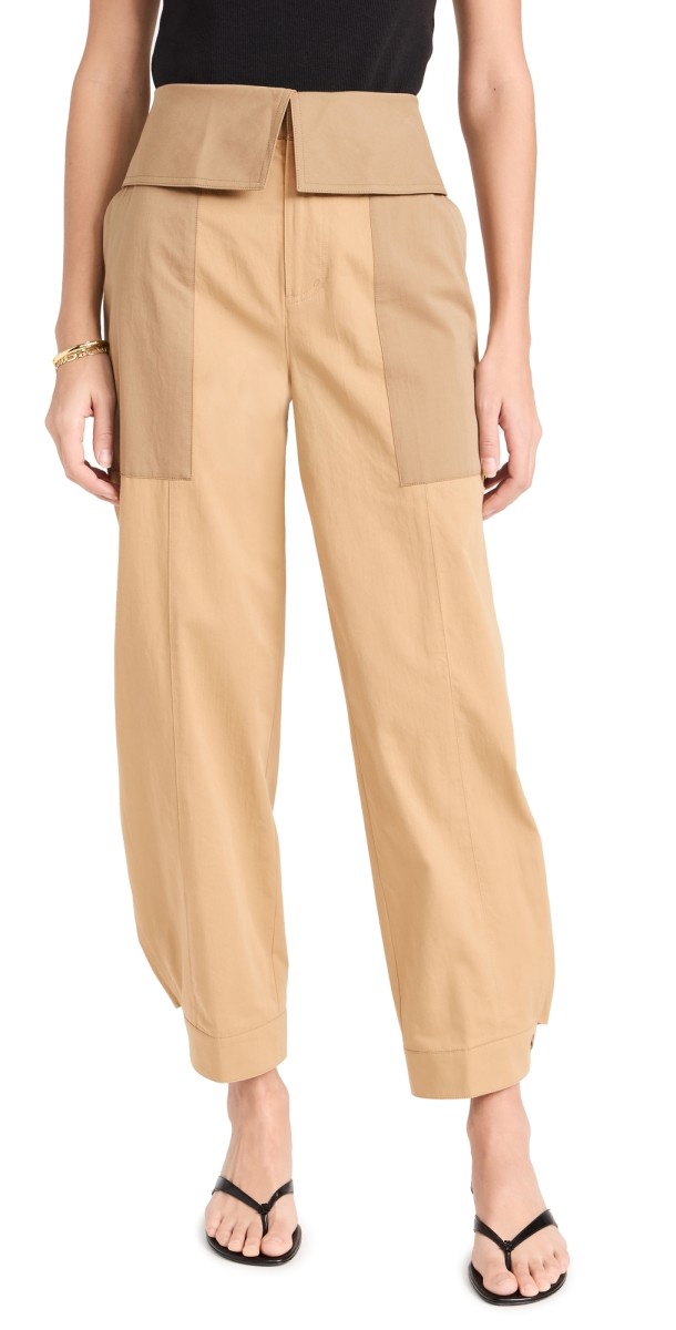 FRAME Foldover Trousers Light Tan Multi