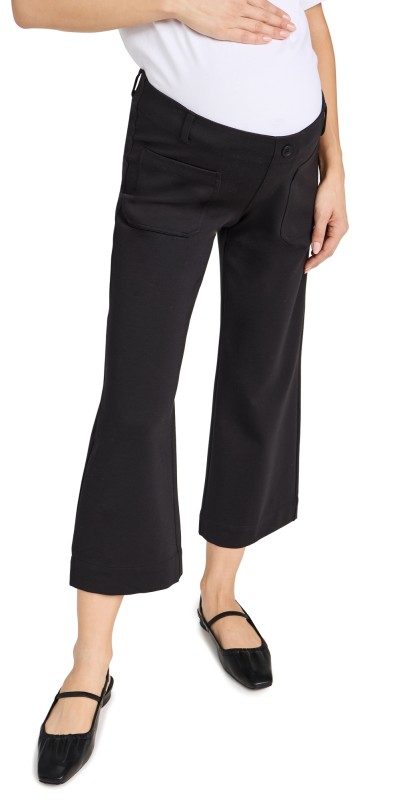 Ingrid & Isabel Angle Length Wide Leg Ponte Pants Black Onyx