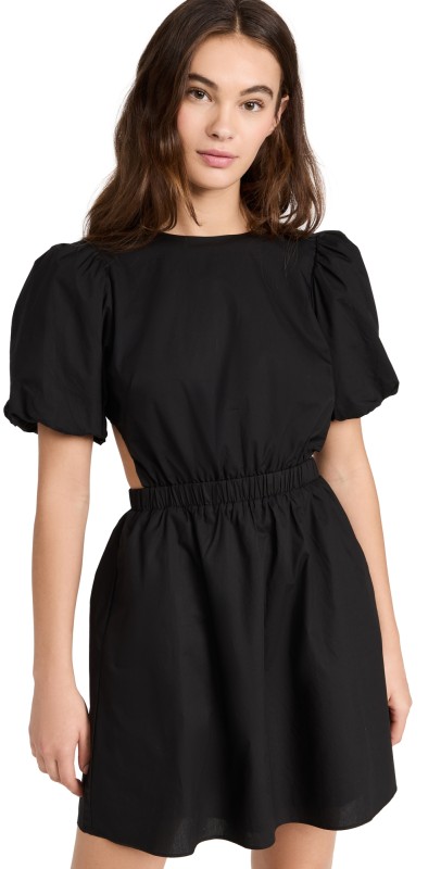 English Factory Cut-Out Poplin Mini Dress Black