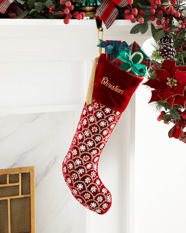 Fan Pattern Ashwani Velvet Christmas Stocking