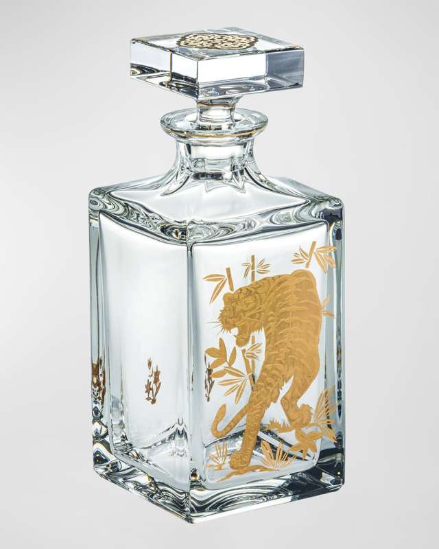 Whiskey Decanter With Golden Tiger