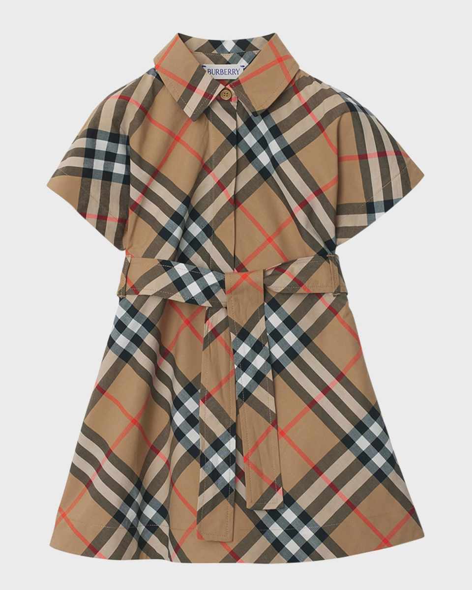 Girl's Giuletta Check-Print Shirt Dress, Size 3-14