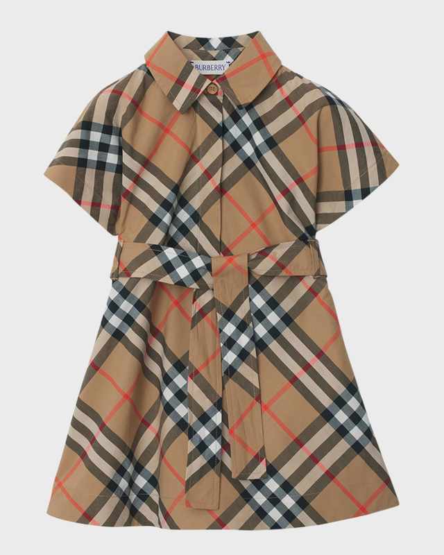 Girl's Giuletta Check-Print Shirt Dress, Size 3-14