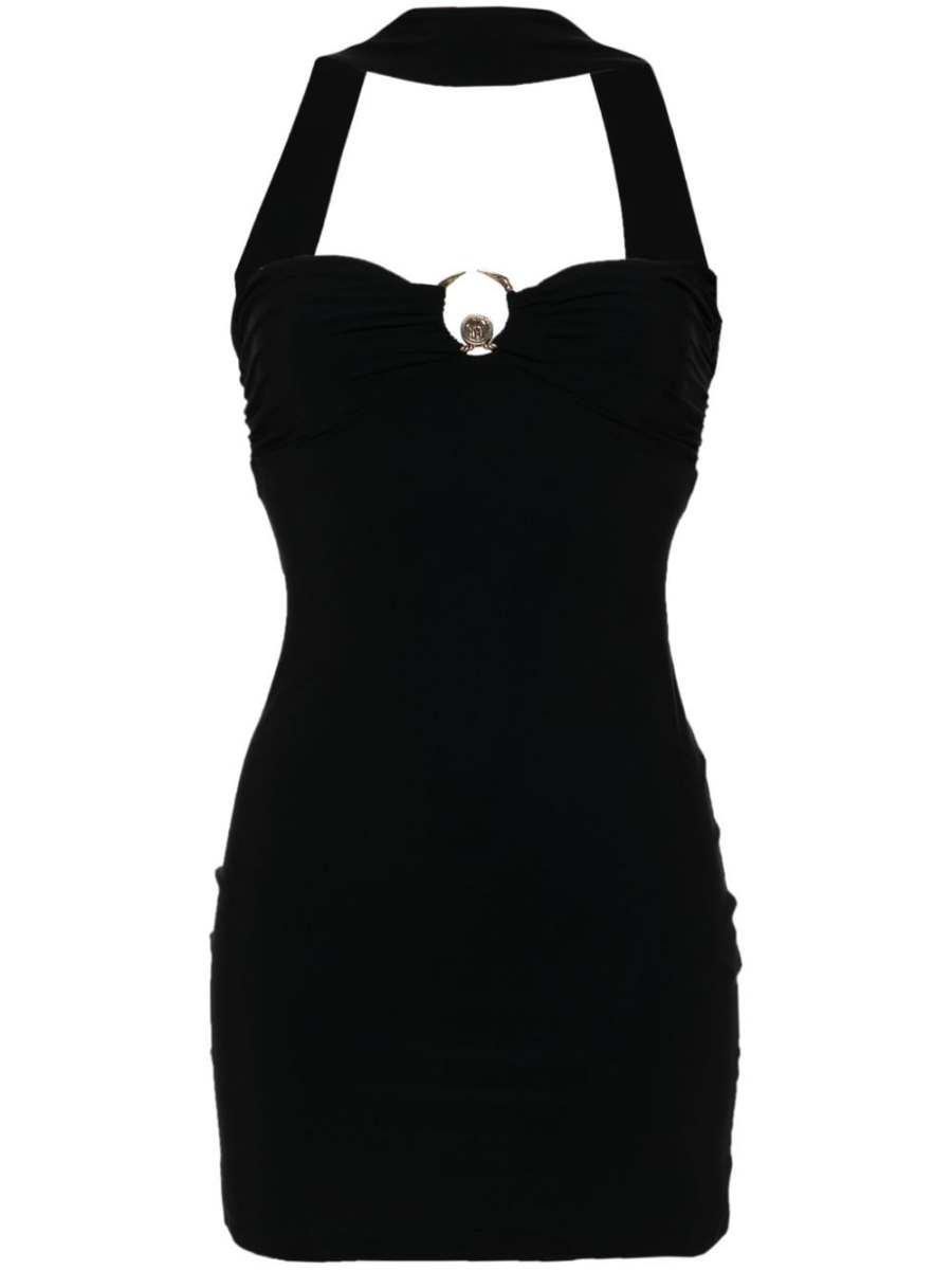 logo-plaque halterneck mini dress
