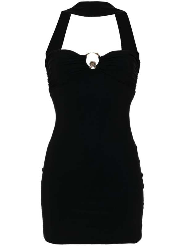 logo-plaque halterneck mini dress