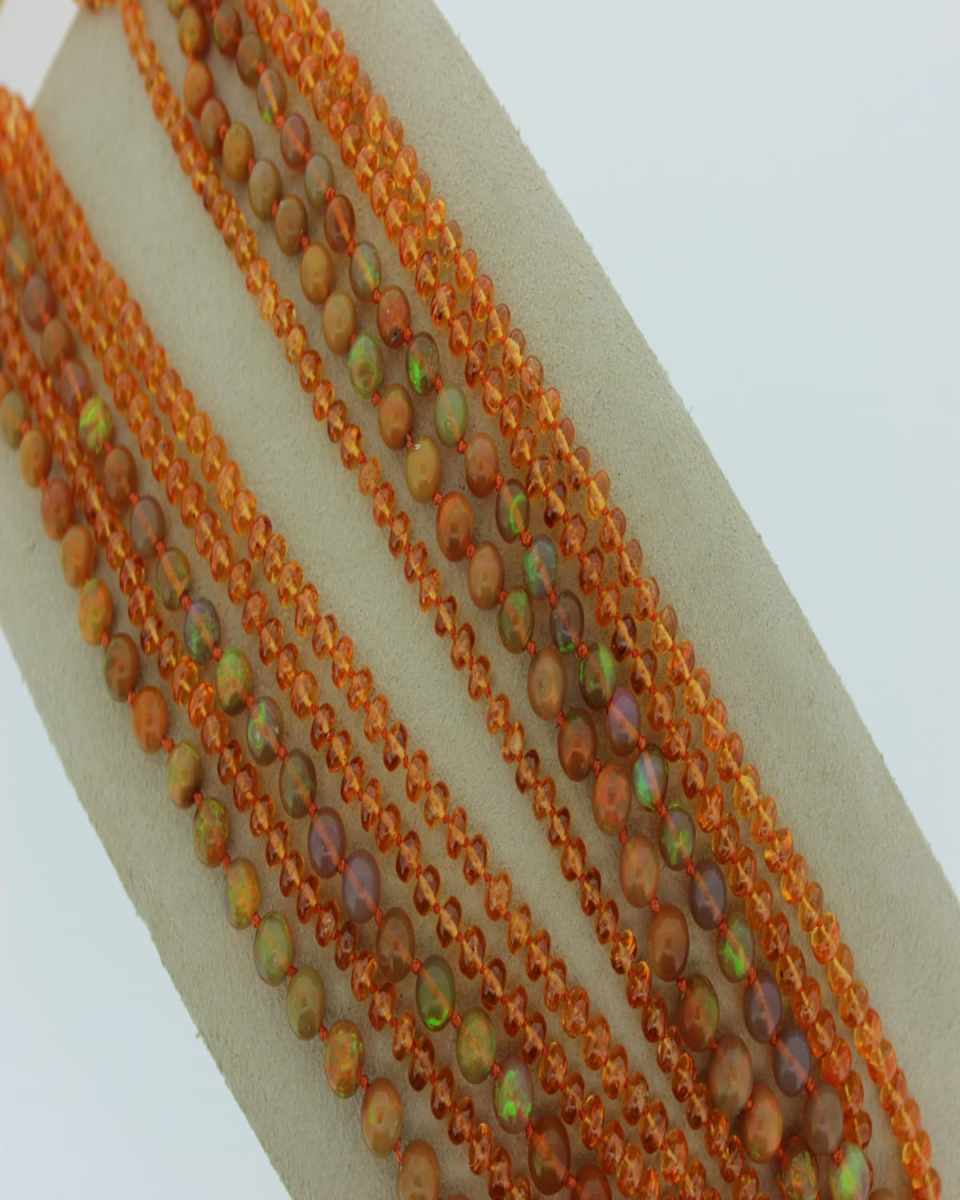 Multi-Strand Ethiopian Opal & Mandarin Garnet Necklace