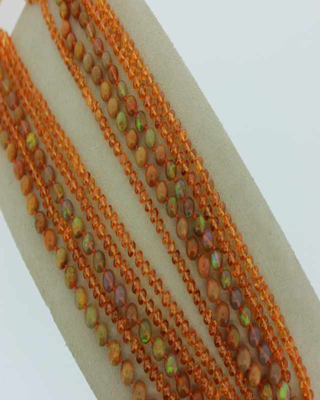 Multi-Strand Ethiopian Opal & Mandarin Garnet Necklace