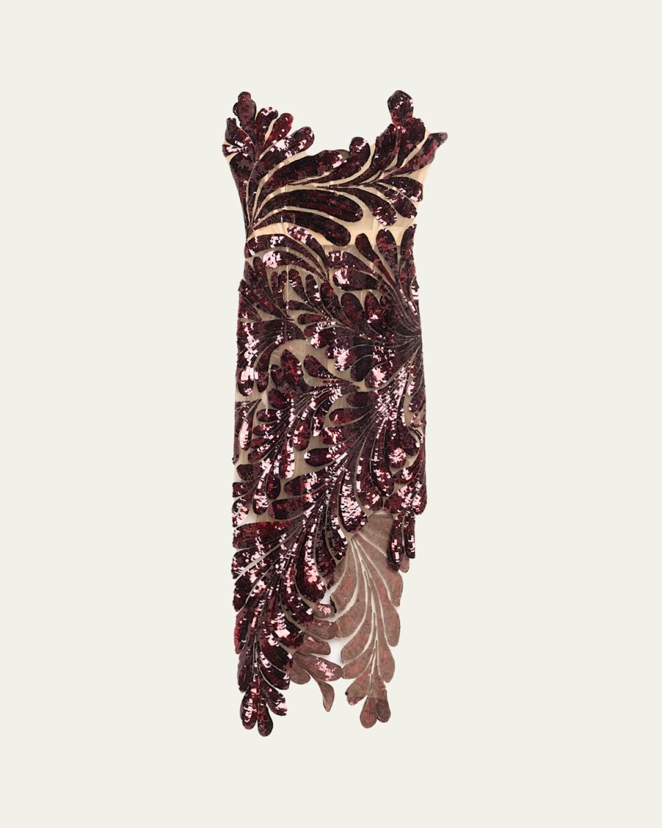 Sequin Fern Embroidered Midi Dress