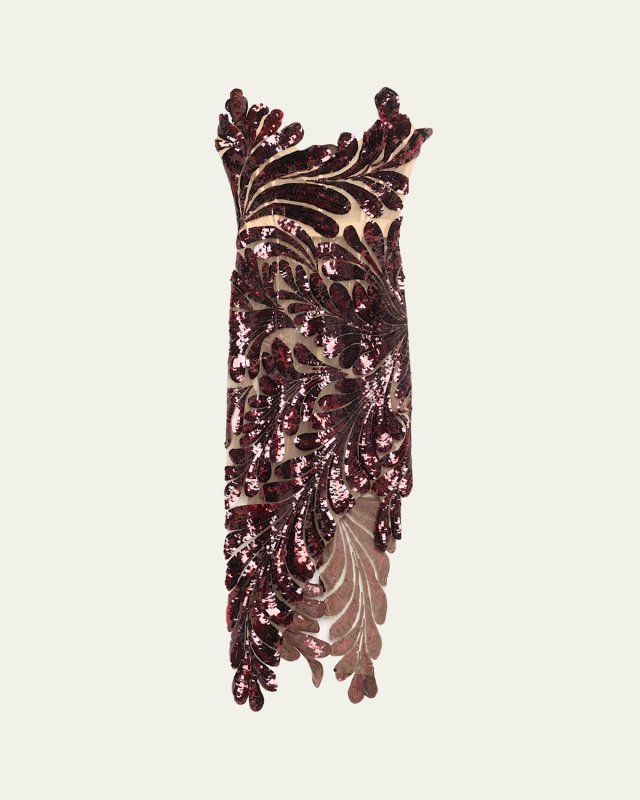 Sequin Fern Embroidered Midi Dress