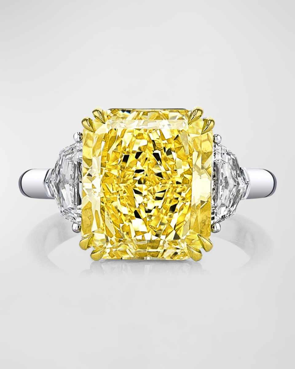 Yellow Radiant Cut Three Stone Diamond Ring, 7.33tcw (Size 6.5)