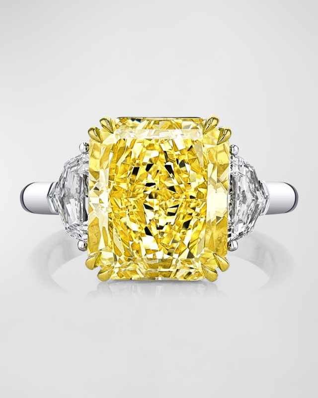 Yellow Radiant Cut Three Stone Diamond Ring, 7.33tcw (Size 6.5)