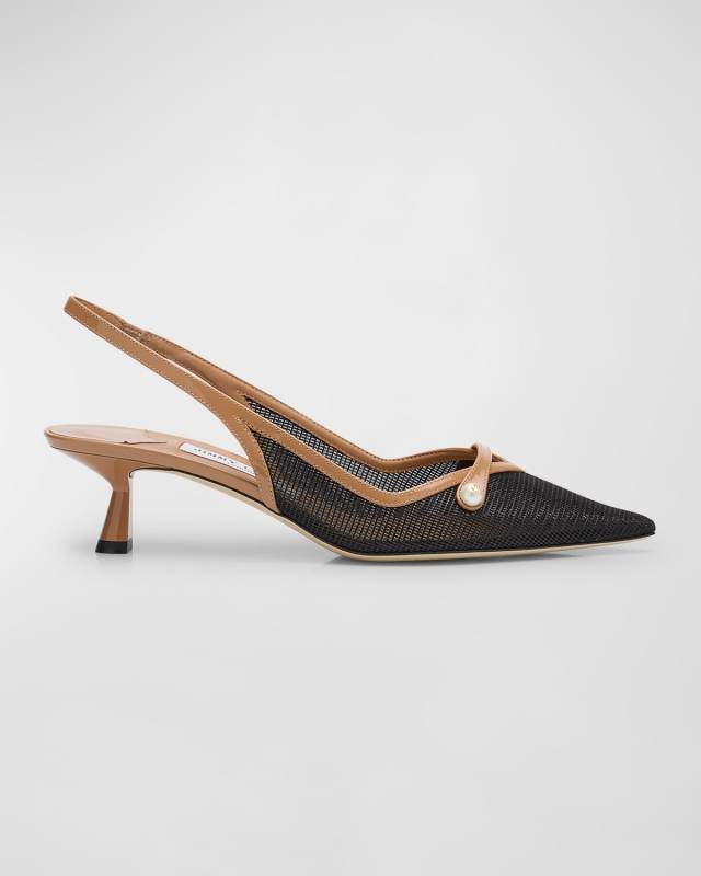 Amita Mesh Mary Jane Slingback Pumps