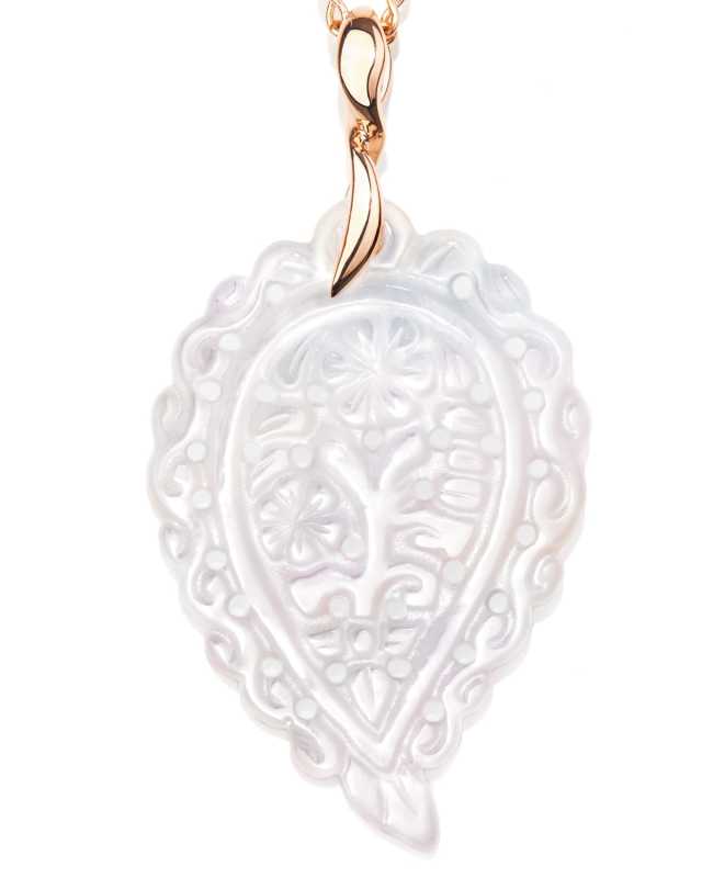 Large India Leaf Carved Pendant