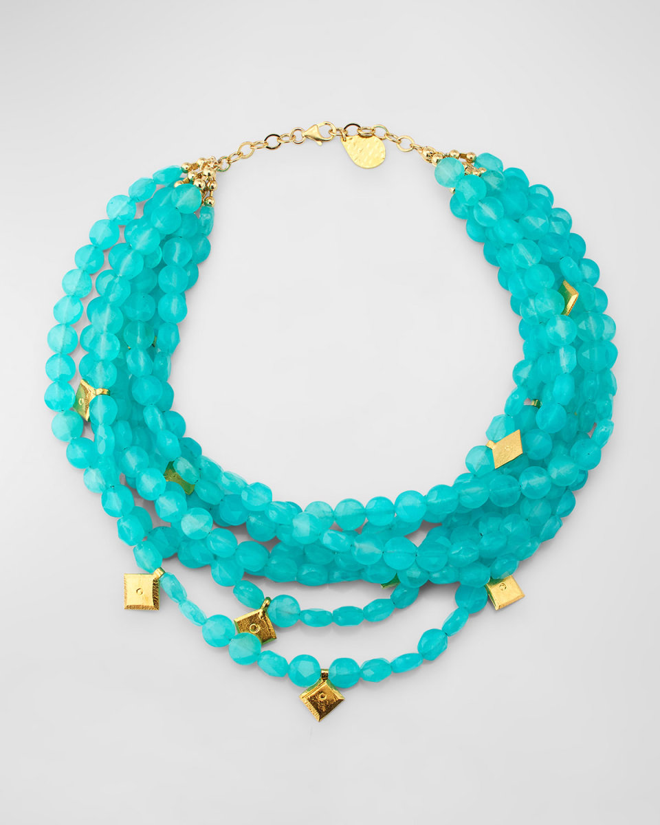 Multi Strand Blue Gold Accent Necklace