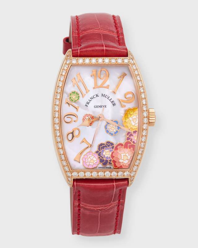 43mm 18K Rose Gold Mother-of-Pearl Color Dreams Watch with Alligator Strap