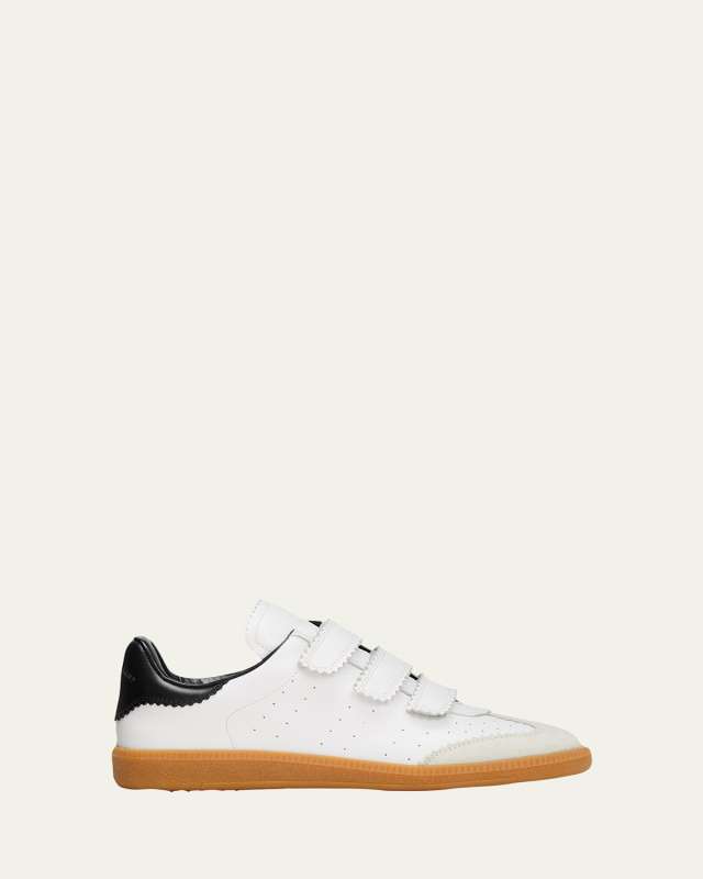Beth Perforated Leather Grip-Strap Sneakers
