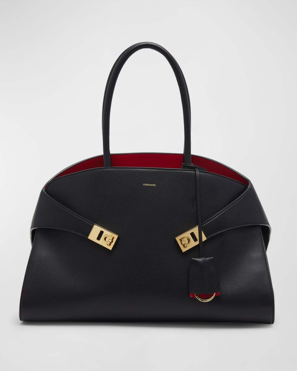 Small Hug Leather Top-Handle Bag