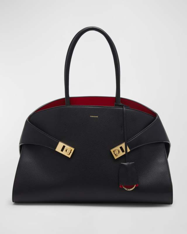 Small Hug Leather Top-Handle Bag