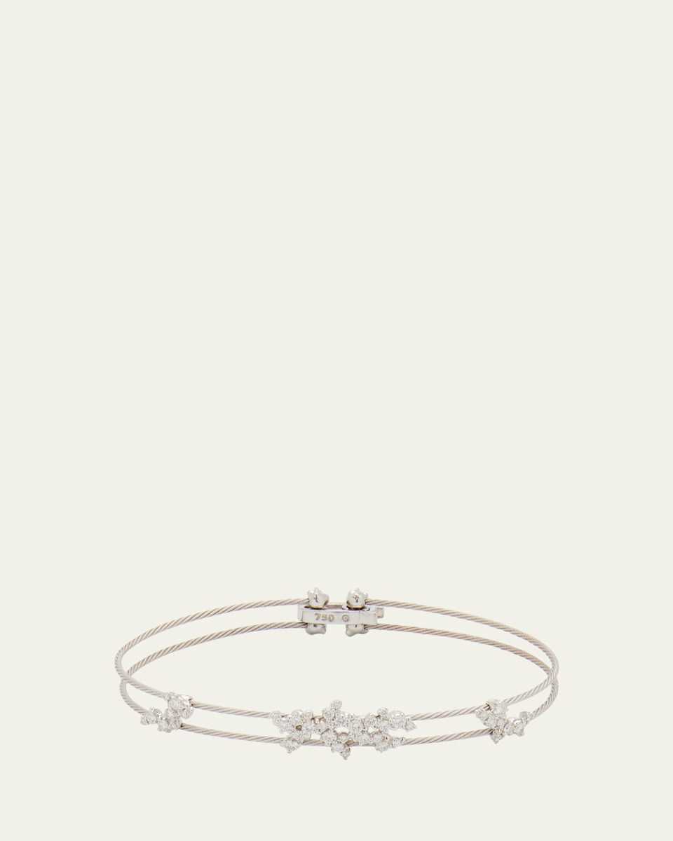 18k White Gold Diamond Confetti Double Wire Bracelet
