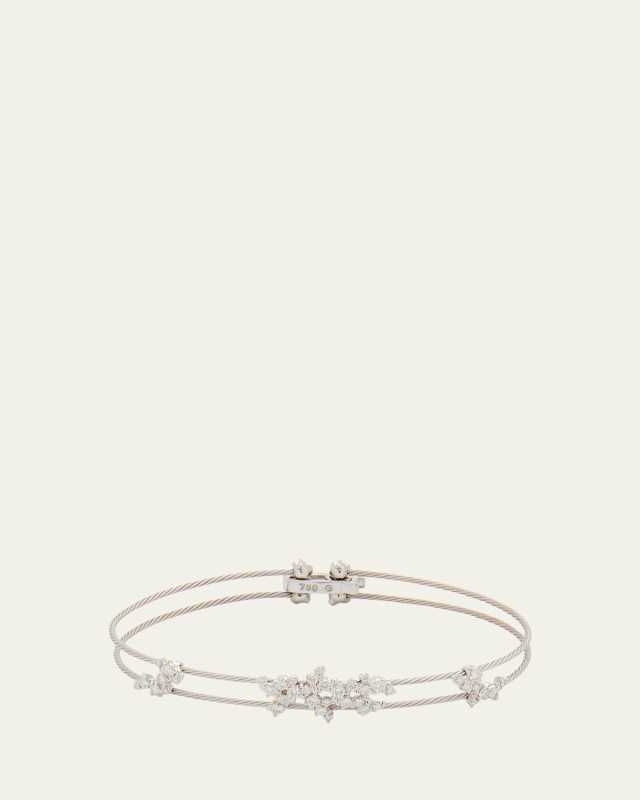 18k White Gold Diamond Confetti Double Wire Bracelet