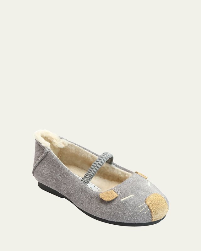 Mousie Embroidered Suede Flats, Baby/Toddler/Kids