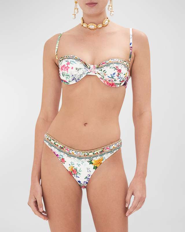 Plumes and Parterres Ruched Underwire Bikini Top