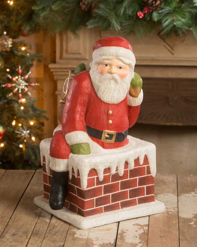 Traditional Santa Down Chimney Decor