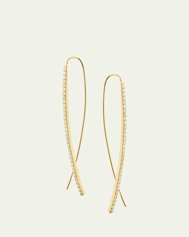 14K Gold Flawless Narrow Upside Down Diamond Hoop Earrings