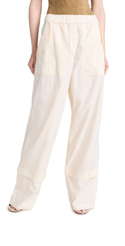 Tibi Cotton Cargo Convertible Pants Cream