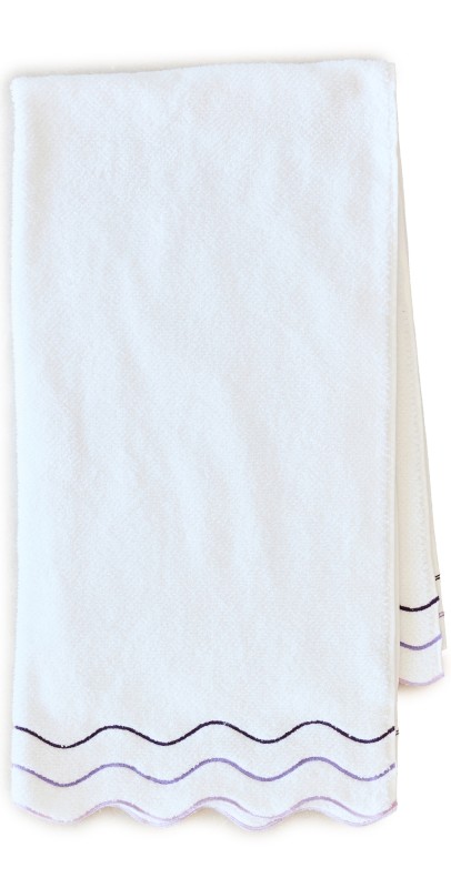 Kassatex Shopbop x Kassatex Scalloped Bath Towel Set of 2 White/Violet