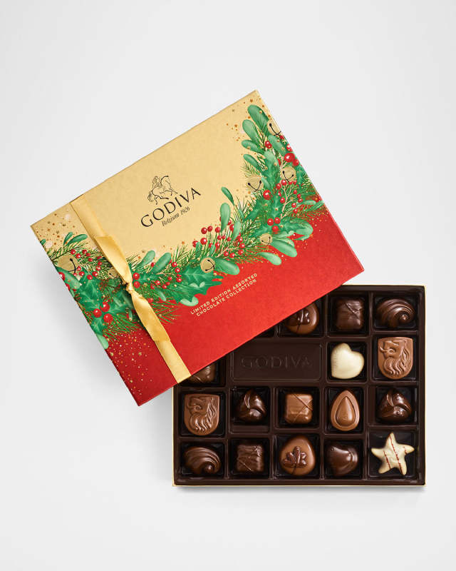 Assorted Chocolate Limited Edition Holiday Gold Gift Box, 18 Count