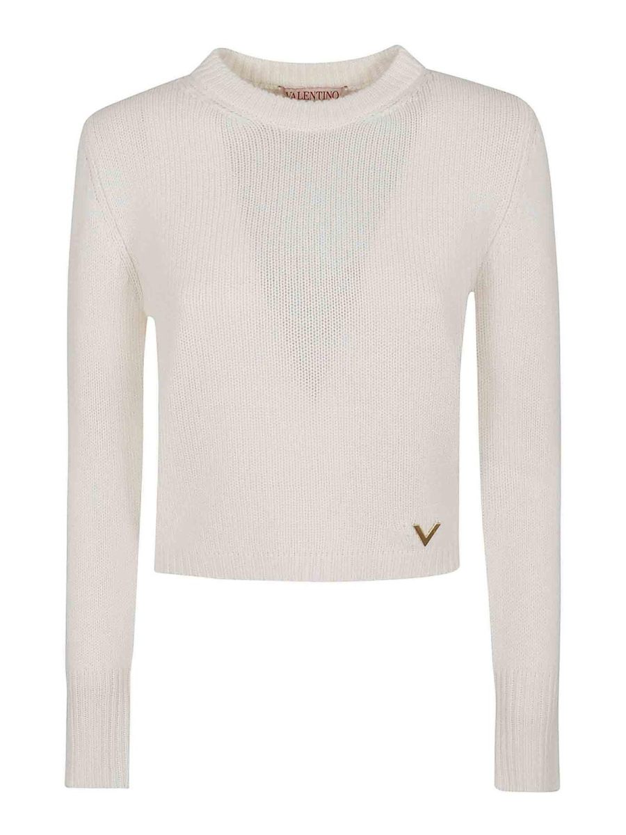 Valentino Garavani Pull Col Rond - Crème