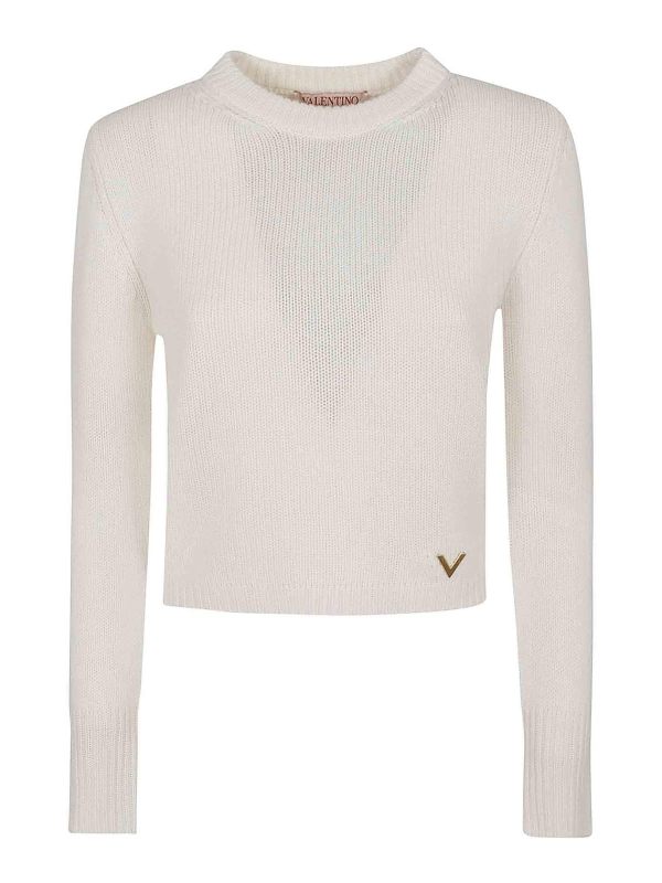 Valentino Garavani Pull Col Rond - Crème