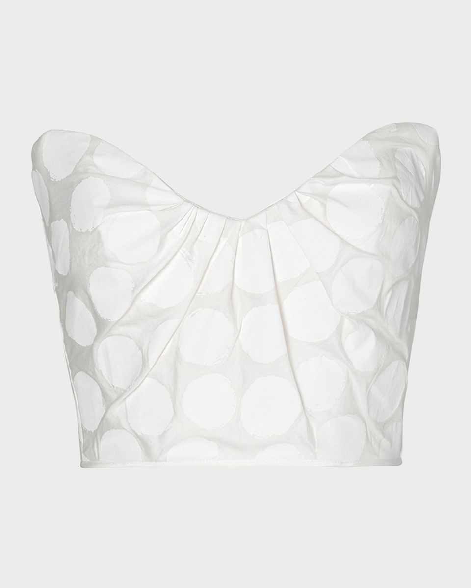 Immortelle Polka-Dot Crop Strapless Bustier Top