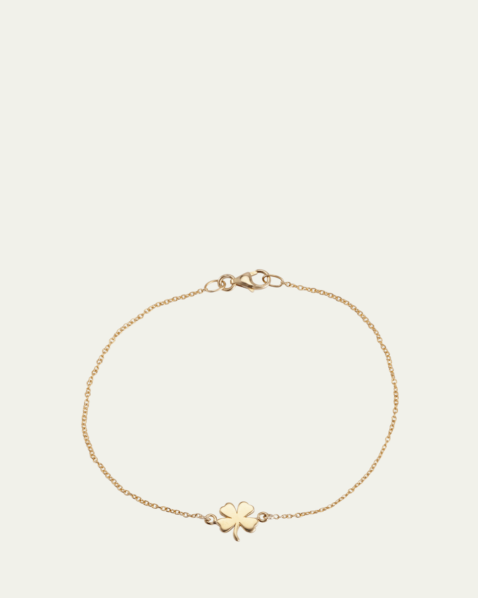 18k Yellow Gold Mini Clover Chain Bracelet